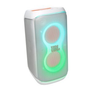 JBL Partybox 120 Wireless Bluetooth 160W Party Speaker, AI Sound Boost, Futuristic Light Show, Upto 12Hrs Playtime,Multispeaker Connection by Auracast, Guitar & Mic Input, Splashproof (White)
