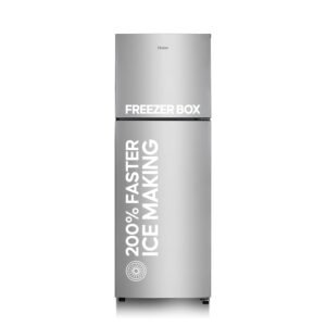 Haier 240L 2 Star Frost Free Top Mount Double Door Refrigerator Cool Pad 200% Faster Ice Making in 49 Minutes (HEF-252EGS-P, Moon Silver)