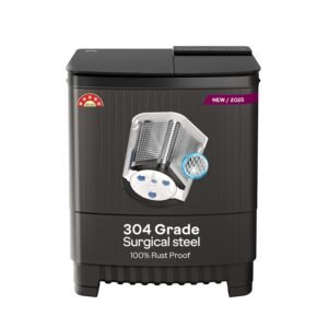 Godrej 8 Kg 5 Star, With Soft Shut Wash Lid, Semi-Automatic Top Loading Washing Machine (WSEDGE ULTS 80 5.0 DB2M CSBK, Crystal Grey, Stainless Steel Wash and Spin Drum)