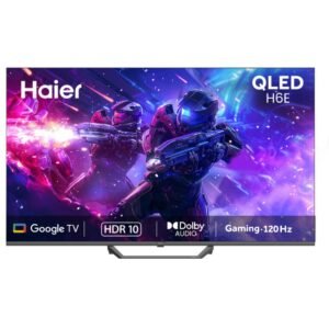Haier H6E 139 cm (55 inch) QLED Ultra HD (4K) Smart Google TV 2025 Edition with HDR10| Auto Low Latency Mode (ALLM)| HDMI 2.1| Voice Control with Google TV ("Ok| Google")| Metallic Bezel-less Design.  (55H6E)